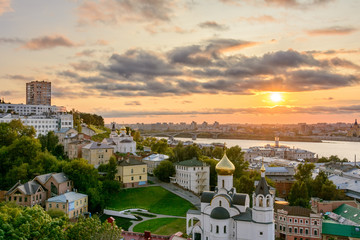 Nizhny Novgorod at sunset, Russia - obrazy, fototapety, plakaty