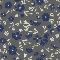 Anemone or windflower poppies flowers and leaves. Floral vector seamless pattern with hand drawn. © dinadankersdesign