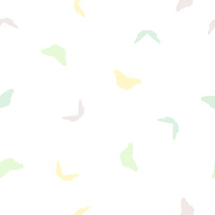Butterfly seamless pattern multicolor on white, pastel colors
