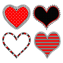 Hand drawn hearts. Set of heart icons. Vector illustration for design of a stickies, t-shirt, bag, cup.