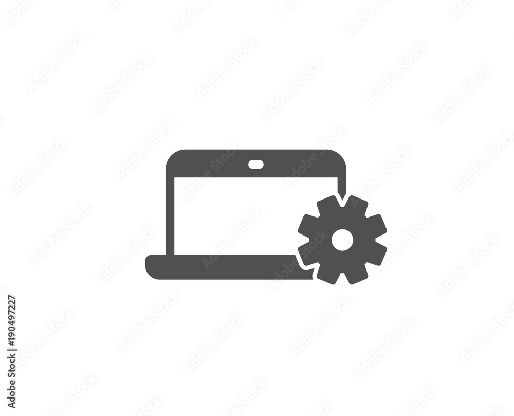 Poster laptop computer icon. notebook service sign. portable personal computer symbol. quality design eleme