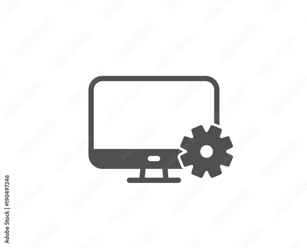 Aufkleber computer or monitor icon. service cogwheel sign. personal computer symbol. quality design elements. 