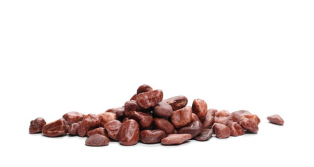 Red rocks pile isolated on white background and texture