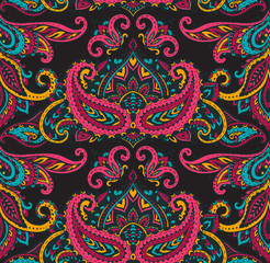 Vector seamless pattern with henna mehndi floral elements.