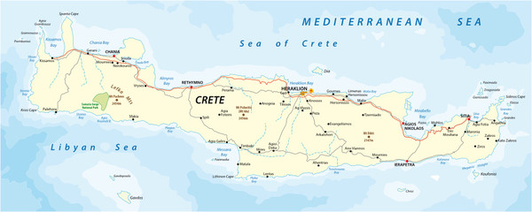 Fototapeta na wymiar vector street map of greek mediterranean island crete