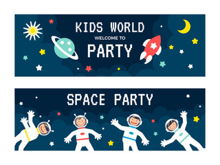 children astronauts card set