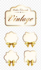 Set of High Quality Vintage Labels on Transparent Background . Vector Isolated Illustration