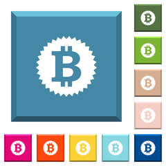 Bitcoin sticker white icons on edged square buttons