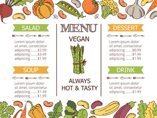 Vintage vegetarian menu