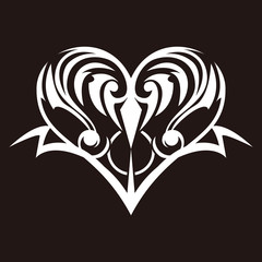 トライバルデザイン。ハートのデザイン。タトゥー、ステッカー用。