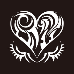 トライバルデザイン。ハートのデザイン。タトゥー、ステッカー用。