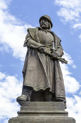 Statue of Hussite military leader Jan Zizka from Trocnov in Caslav, Czech Republic, Europe