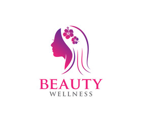 vector logo design illustration for beauty women wellness, beauty salon, yoga class, cosmetic makeup