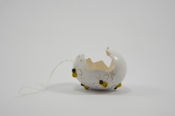 One broken decorative Easter egg