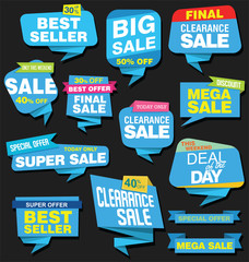 Modern origami sale stickers and tags colorful collection