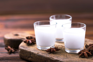 Alcohol Raki with anis. Turkish, Greek aperitif arak, Ouzo