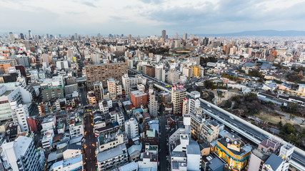 Obraz premium 日本 都市風景 大阪 夕暮れ
