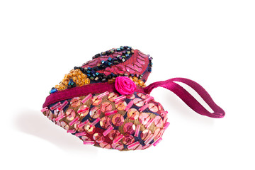 Fototapeta premium Valentin . Heart, embroidery. Isolated on white.