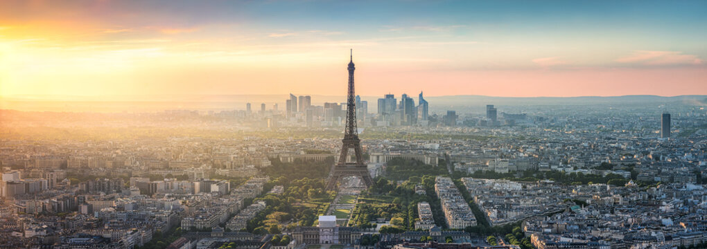 Fototapeta Panorama Paryża o zachodzie słońca z widokiem