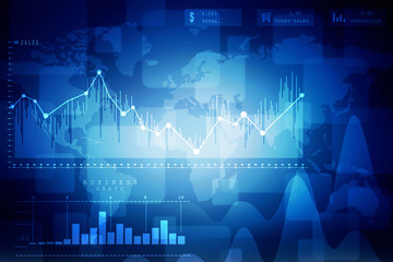2d rendering Stock market online business concept. business Graph 