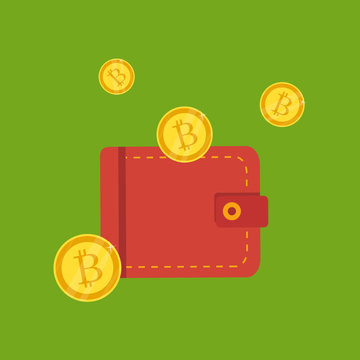Cripto currency. Vector. Golden bitcoin sign icon flat network money symbol.