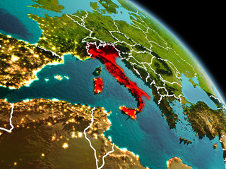 Italy in morning from orbit