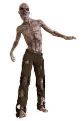 Zombie 3D illustration isolated on white background