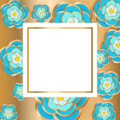 Square template banner design with flowers. Vector illustration.