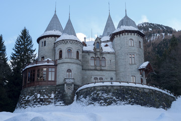 Fototapeta na wymiar The Savoy castle in Gressoney-St. Jean