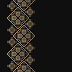 Golden frame in oriental style. Seamless border for design. Eastern background. Islamic card with place for text.