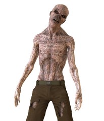 Zombie 3D illustration isolated on white background