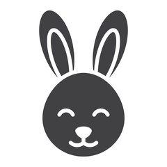 Easter rabbit glyph icon, easter and holiday, bunny sign vector graphics, a solid pattern on a white background, eps 10.