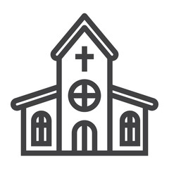 Church line icon, easter and holiday, building sign vector graphics, a linear pattern on a white background, eps 10.