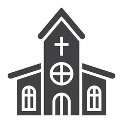 Church glyph icon, easter and holiday, building sign vector graphics, a solid pattern on a white background, eps 10.