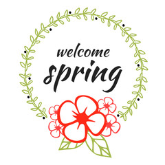 Obraz premium Welcome Spring floral ornament wreath 