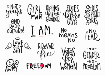Girl power shirt quote feminist lettering. Calligraphy inspiration graphic design typography element. Hand written Simple vector sign. Protest against patriarchy sexism misogyny female Freedom Love