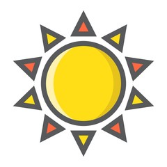 Sun filled outline icon, easter and holiday, hot sign vector graphics, a colorful line pattern on a white background, eps 10.