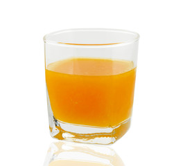 glass of orange juice on white background