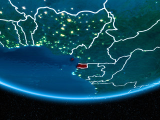 Equatorial Guinea on planet Earth from space at night