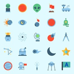 Icons set about Universe with mars, flag, constellation, observation, capsule and eclipse © Orxan