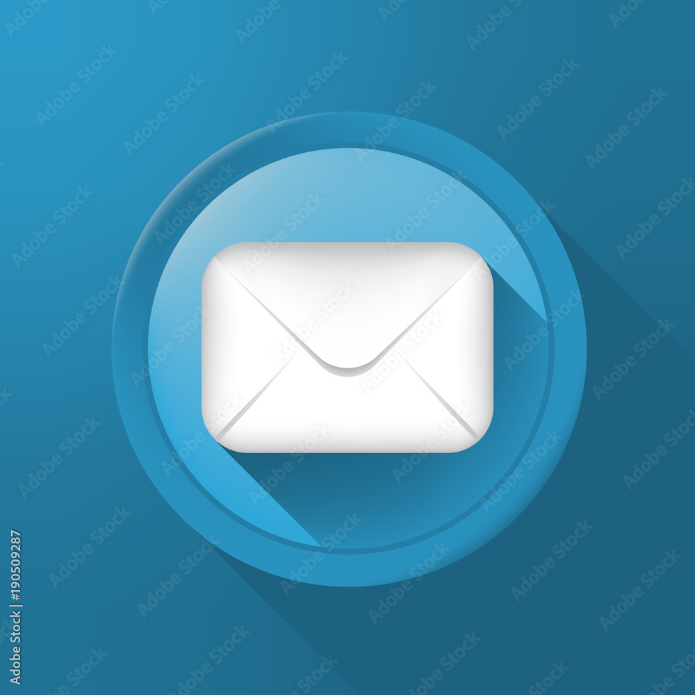 Poster cute email icon on color button on color background . isolated vector illustration