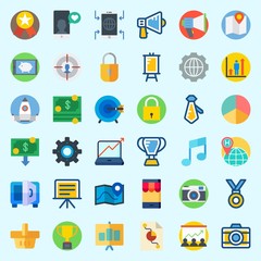 Icons about Digital Marketing with note, tie, missile, target, stats and money