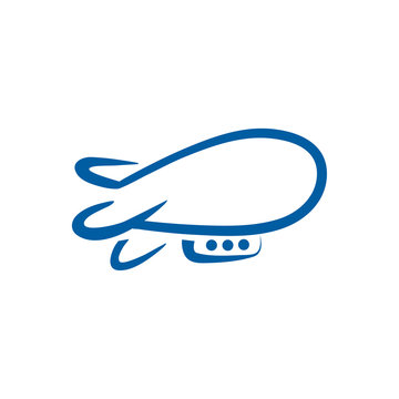 recommend clip art: Airship linear abstract logo template. Blue Zeppelin dirigible