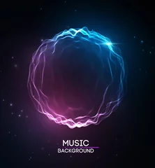 Poster Music abstract background blue. Equalizer for music, showing sound waves with music waves, music background equalizer vector concept. © RDVector