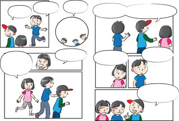 kids with speech bubble background