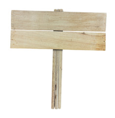 Wooden sign isolated on white background with clipping path.