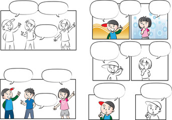 kids with speech bubble background