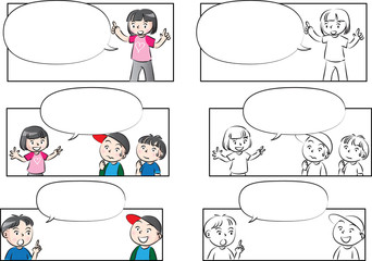 kids with speech bubble background