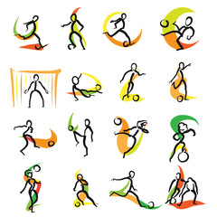 16 Soccer Doodle Icons Set