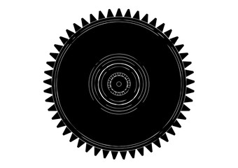 black cogwheel on a white